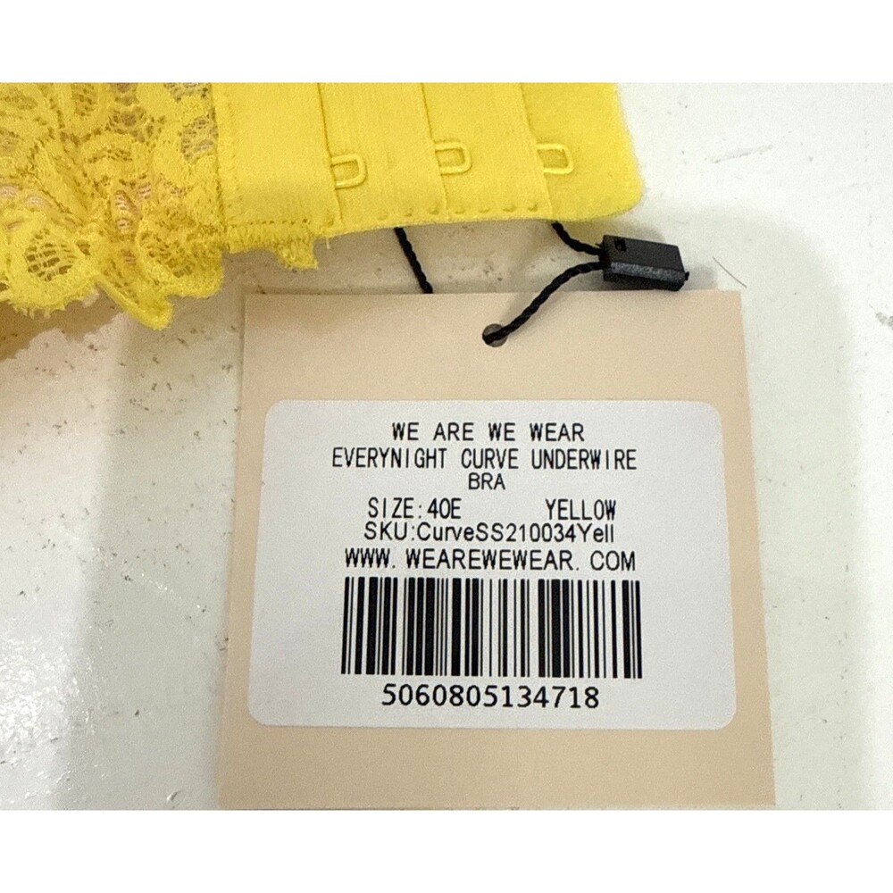 We Are We Wear Every Night Curve Underwire Lace Push Up Bra Bright Yellow Sz 40E - Picture 3 of 7